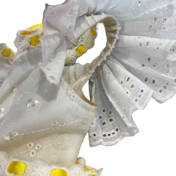 Pageant Casual Wear 5-6 White & Yellow Eyelet Lace Dress With Bloomers & Matchin - Picture 10 of 16